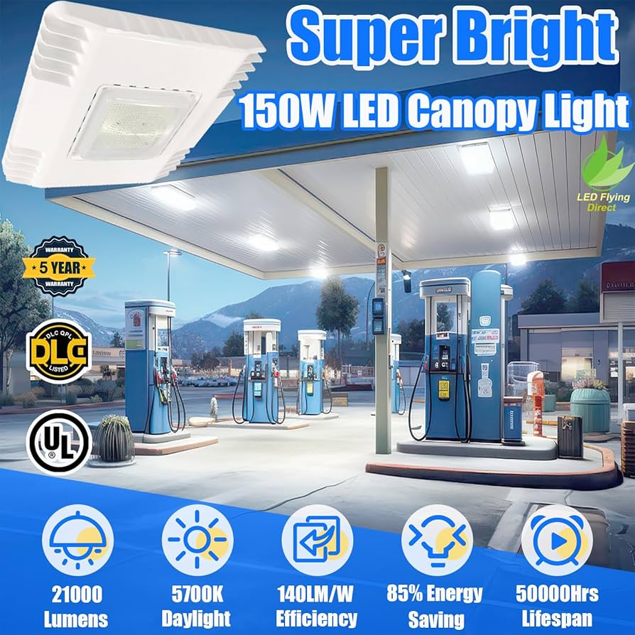 150W LED Canopy Light, 21000LM 5700K Daylight, Super Bright LED