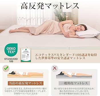 Amazon｜YOUZI 三つ折りマットレス ダブル 高反発 10cm厚 硬さ180N