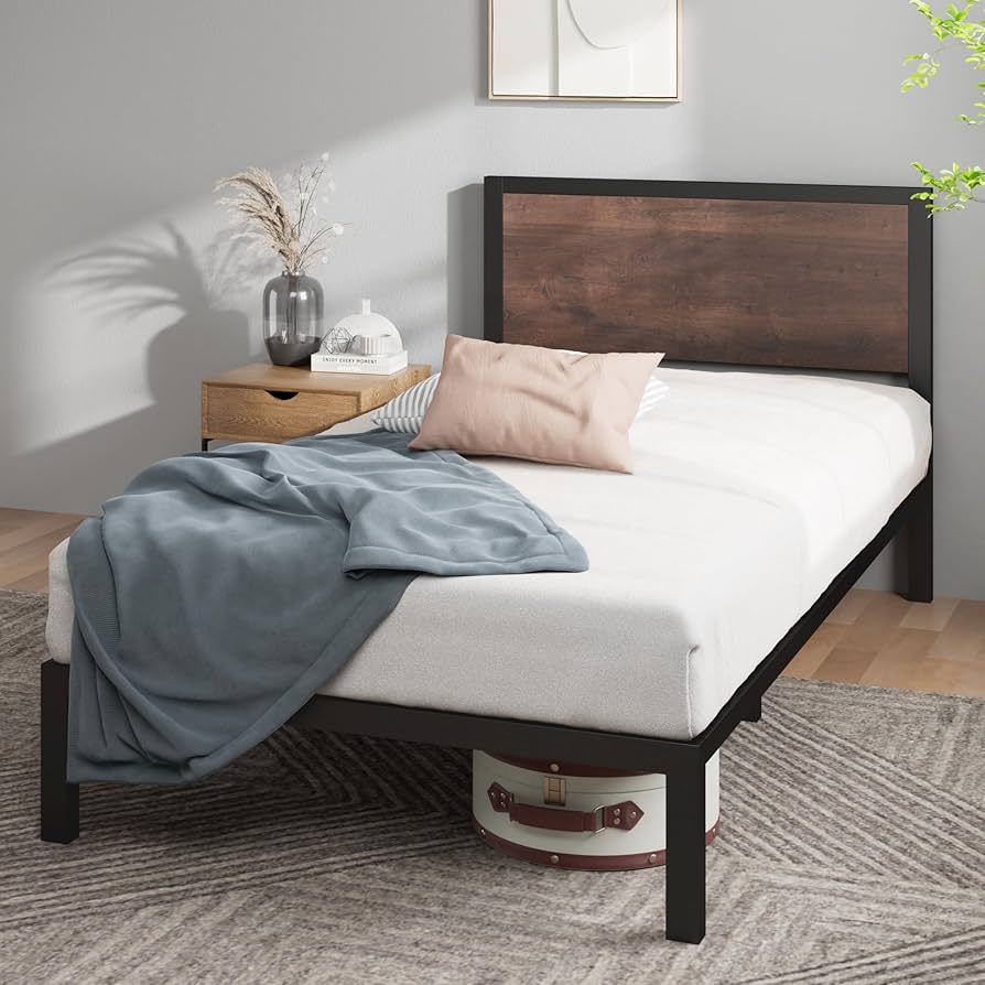 Amazon.com: Zinus Mory Metal Platform Bed Frame, Wood Slat Support