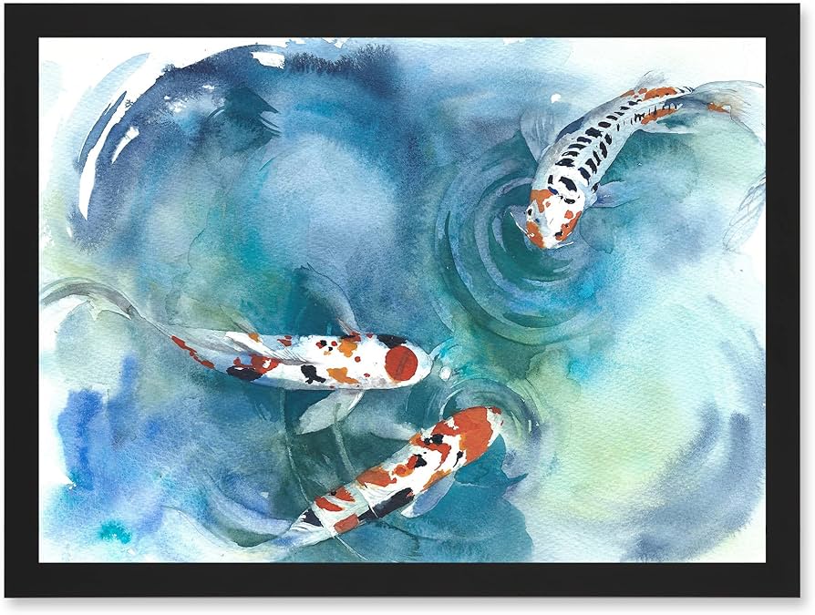 Amazon.com: Wee Blue Coo Japanese Koi Fish Near Surface Pond White