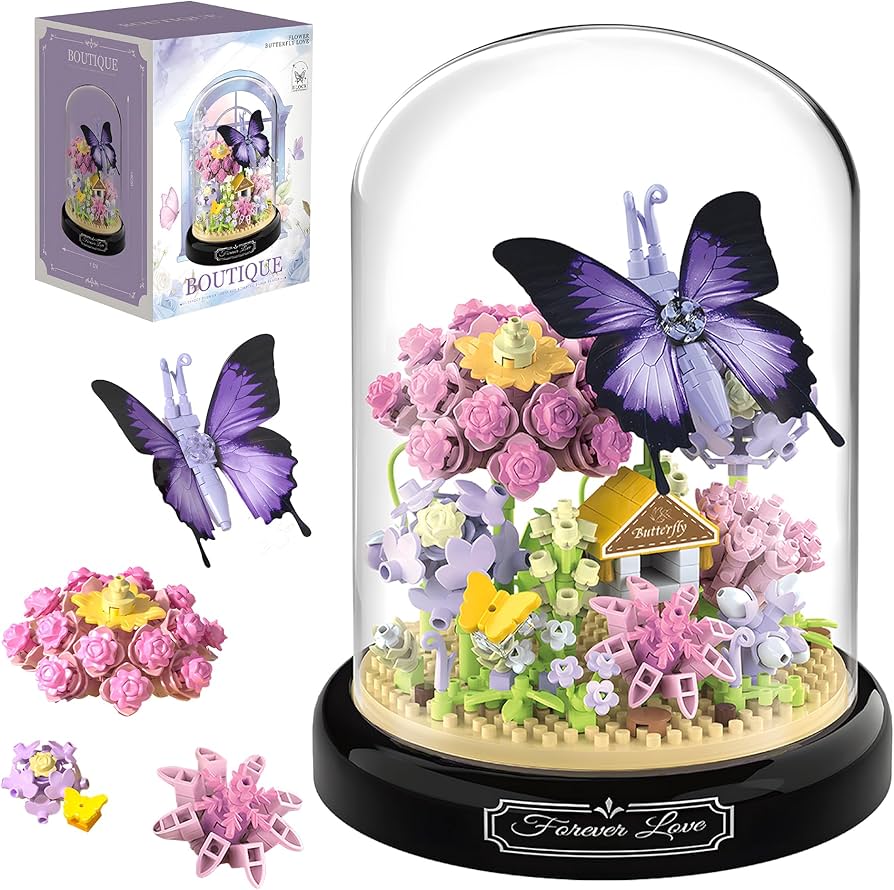 Amazon.com: HI-REEKE Flower Butterfly Bouquet Building Block Set