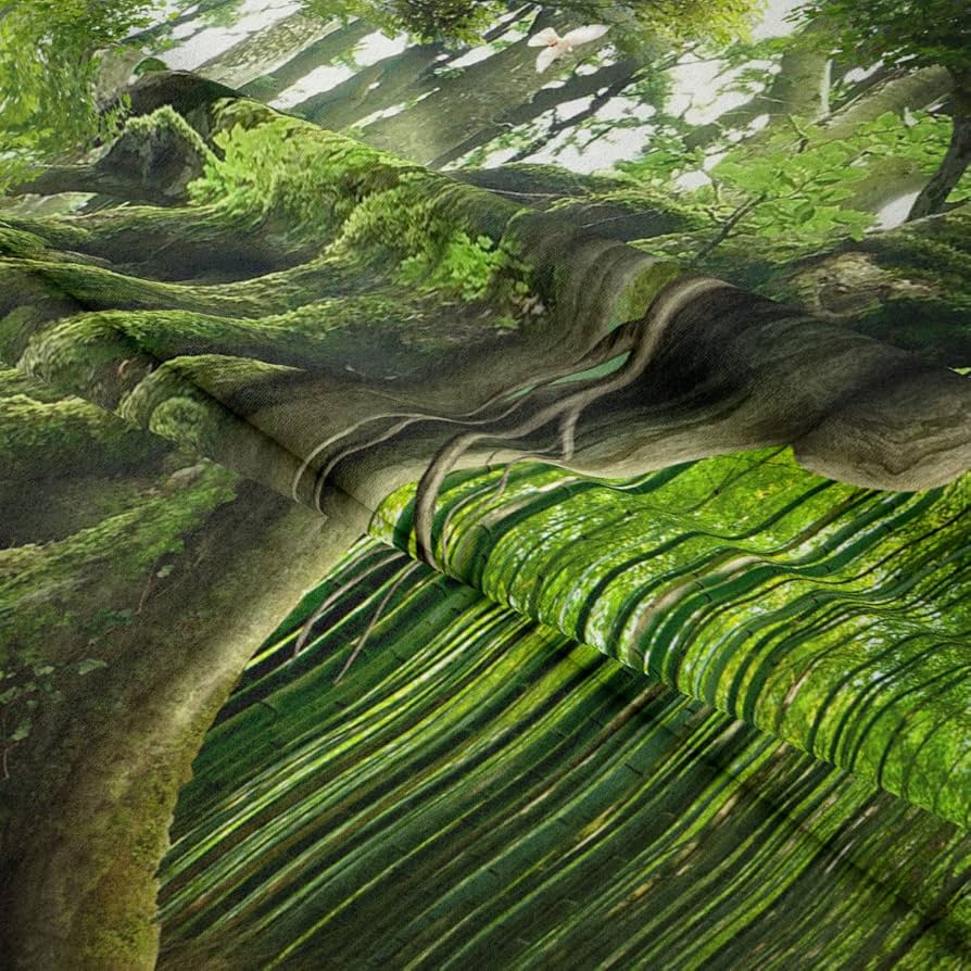 Amazon.co.jp: 風景画 タペストリー 森と日光 自然 緑 DGM15 壁掛け