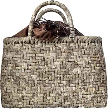 Amazon.co.jp: 胡桃皮かごバッグ 胡桃表皮 くるみ籠バッグ 網代編み