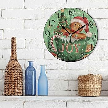 Amazon.com: Wusikd Christmas Gingerbread Man Wall Clock Silent Non