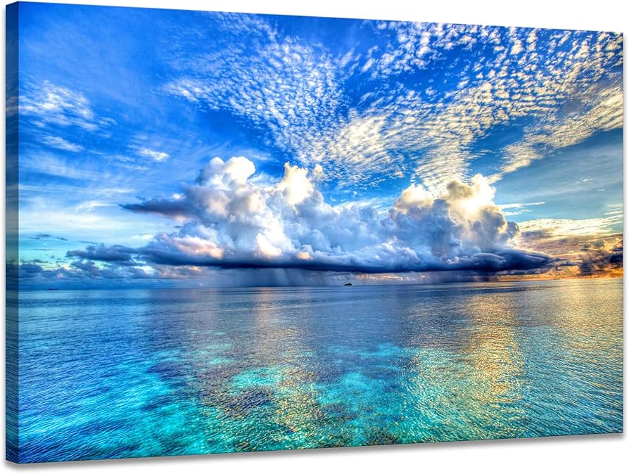 Amazon.co.jp: 海絵 アートパネル 青い海 ポスター 自然風景 日光 絵画