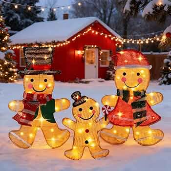 Amazon.com: Light Up Gingerbread Man Christmas Decorations Outdoor