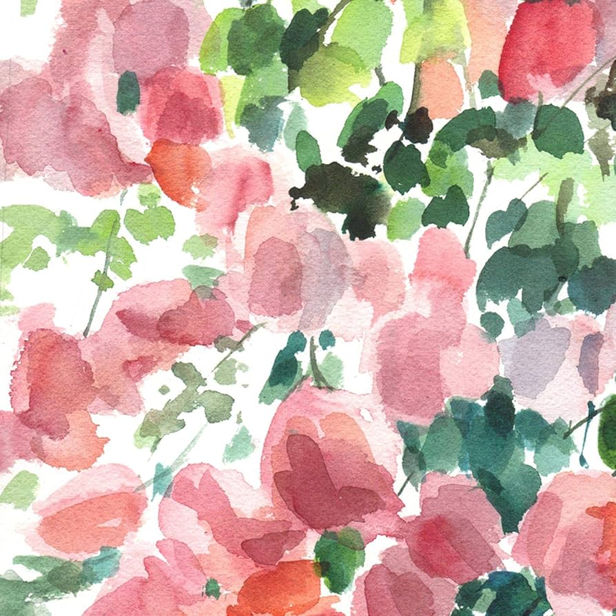 Amazon.co.jp: 抽象絵画花はピンクグリーンの美しい水彩画の花の