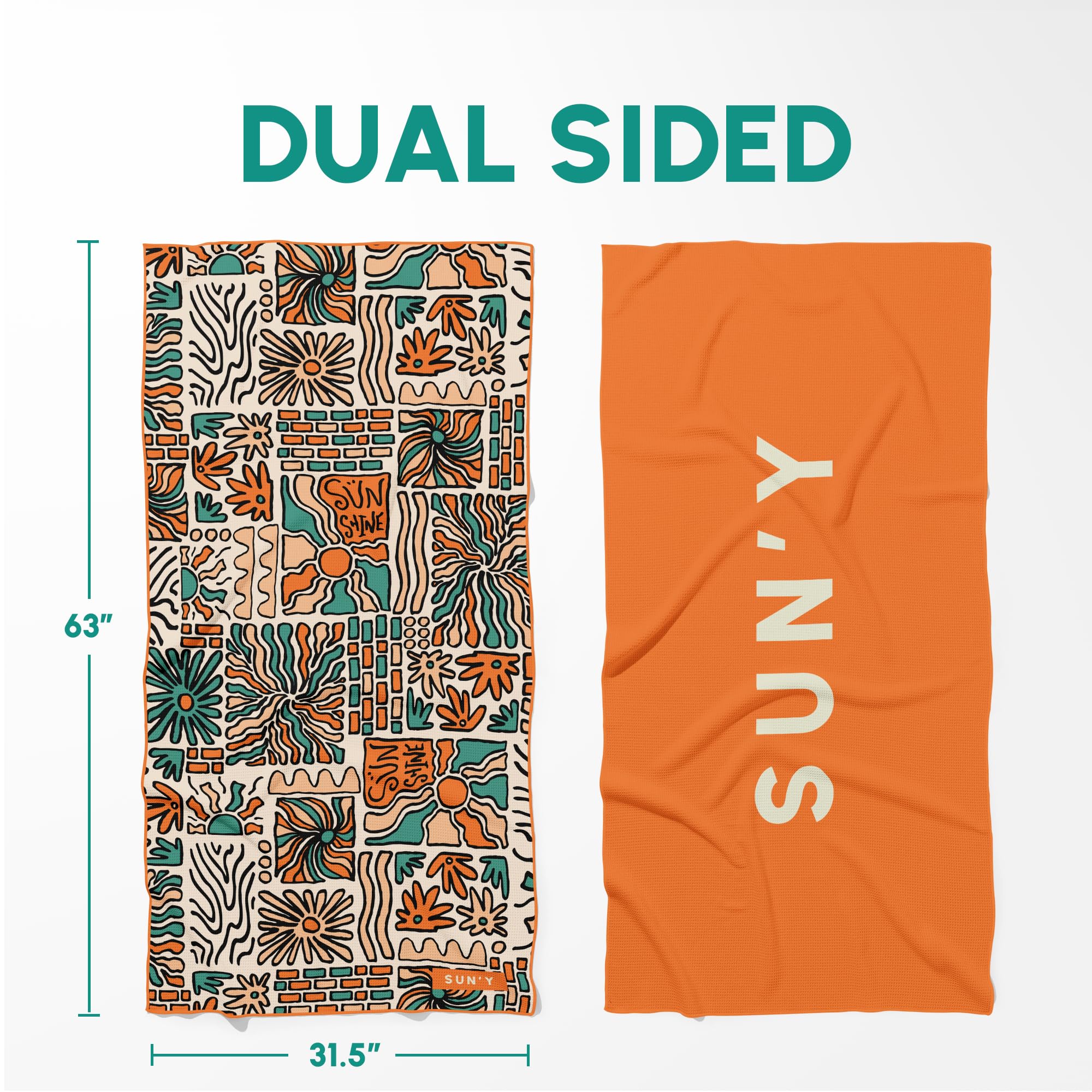 Amazon.com: SUN'Y Waffle Microfiber Beach Towel – Sand Free, Quick