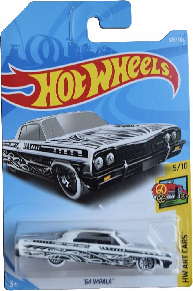 Amazon.com: Hot Wheels '64 Impala, Art Cars 5/10 [White/Black] 326