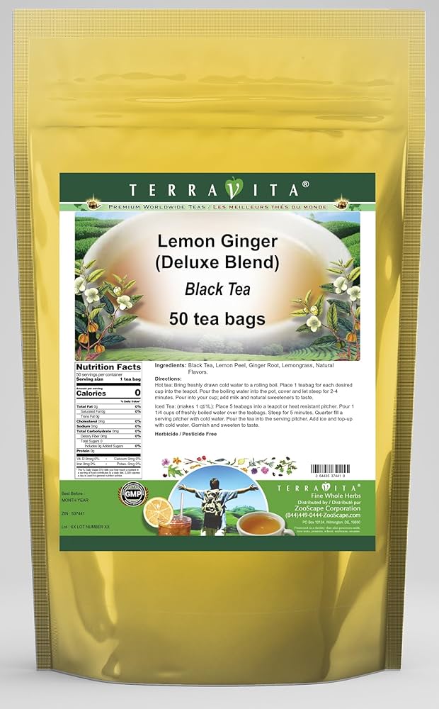 Amazon.com : Lemon Ginger Black Tea (Deluxe Blend) (50 tea bags