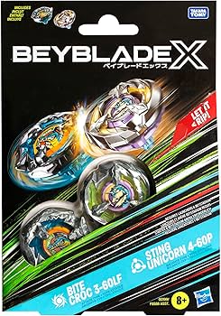 Amazon.com: Beyblade X Bite Croc 3-60LF and Sting Unicorn 4-60P