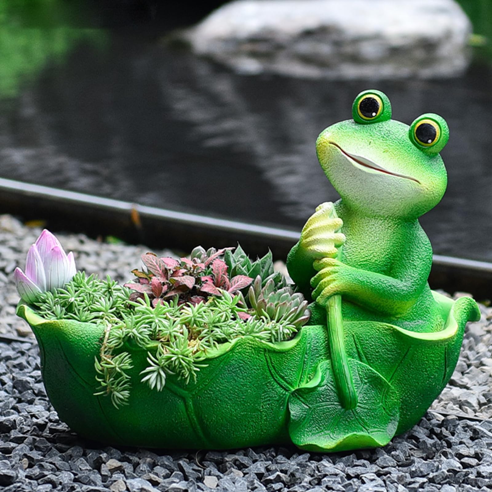 Amazon.co.jp: ガーデンオーナメント 蛙の置物 カエル かえる 鉢