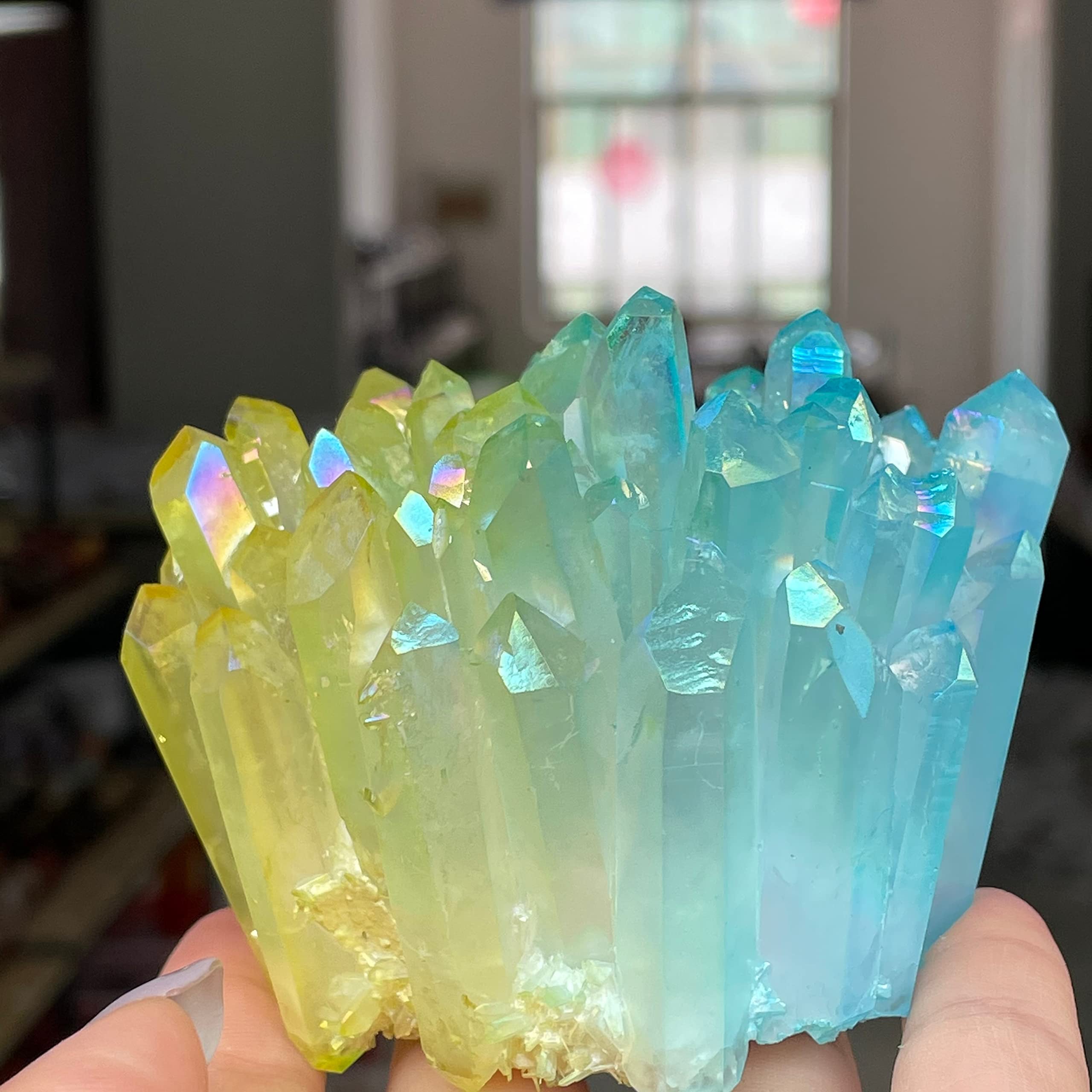 Amazon.co.jp: 感謝祭の天然水晶 美しいツートンカラーのオーラ水晶