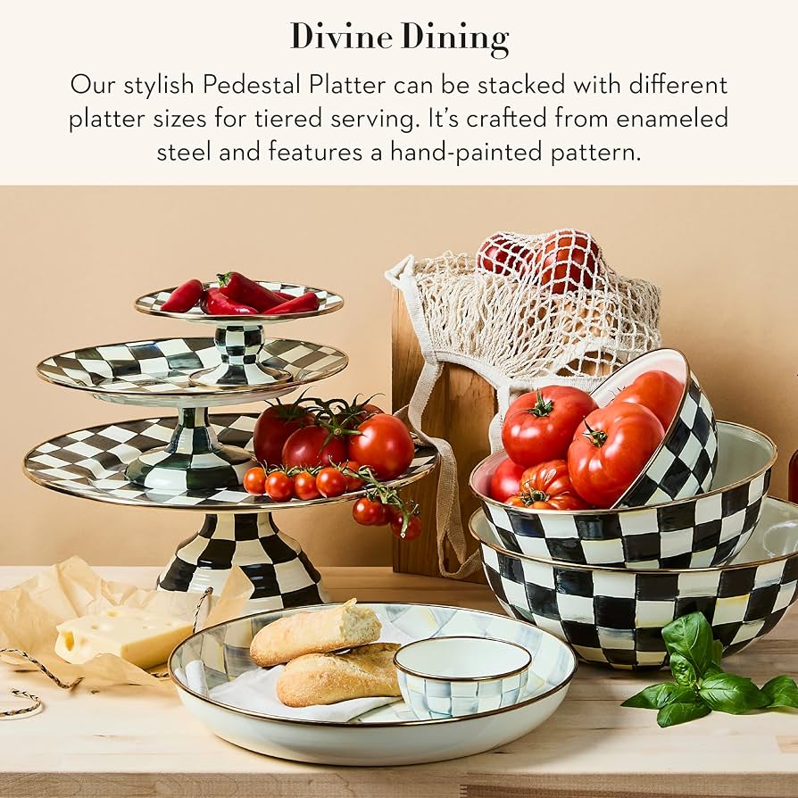 Amazon.com | MACKENZIE-CHILDS Enamel Pedestal Serving Platter