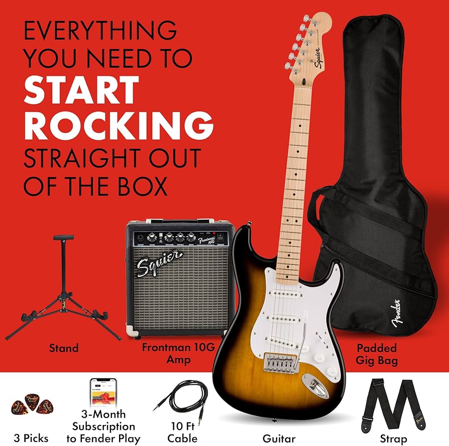 Amazon.com: Squier Sonic Series Stratocaster Pack - 2-color