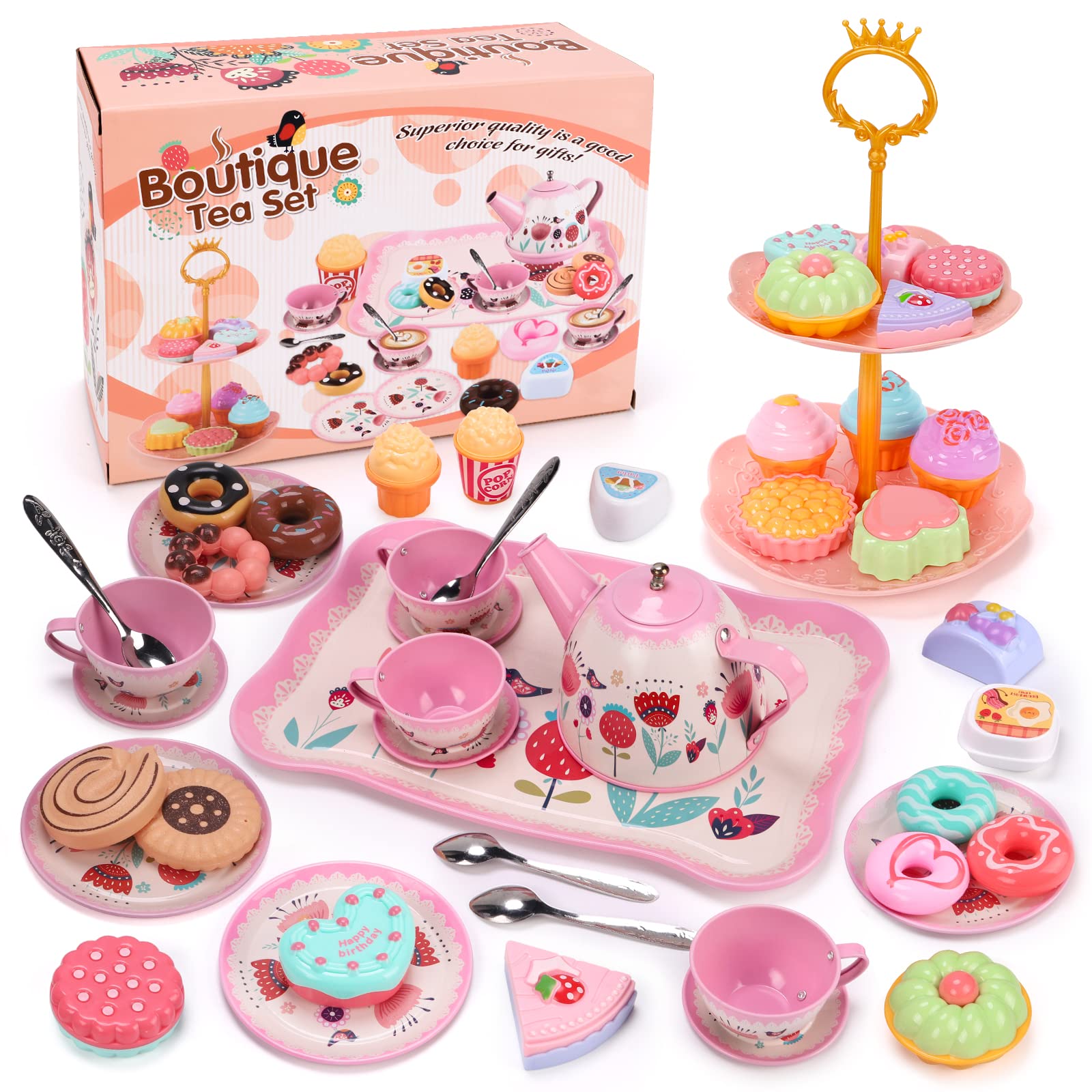 Amazon | Qizebaby アフタヌーンティーのおもちゃ 48 PCS おままごと