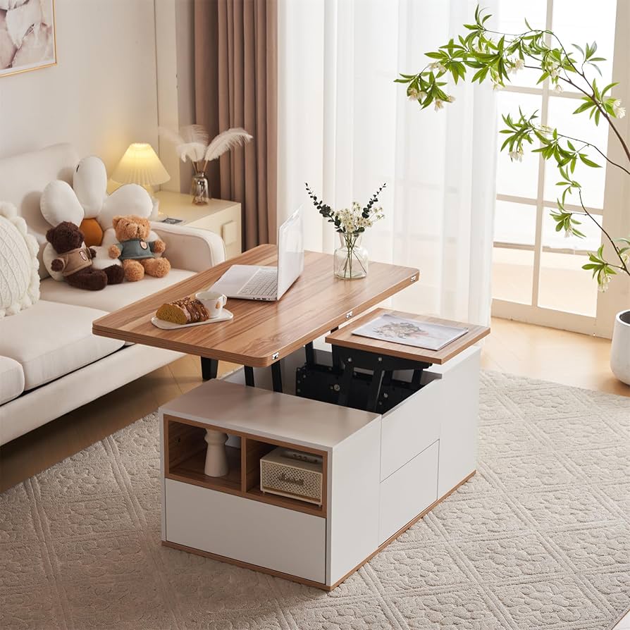 Amazon.co.jp: ローテーブル 昇降式 おしゃれ 高さ調節可能 折りたたみ