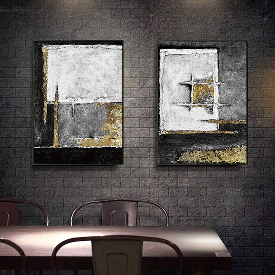 Amazon｜黒と金の壁アート キャンバス絵画 レトロ インダストリアル