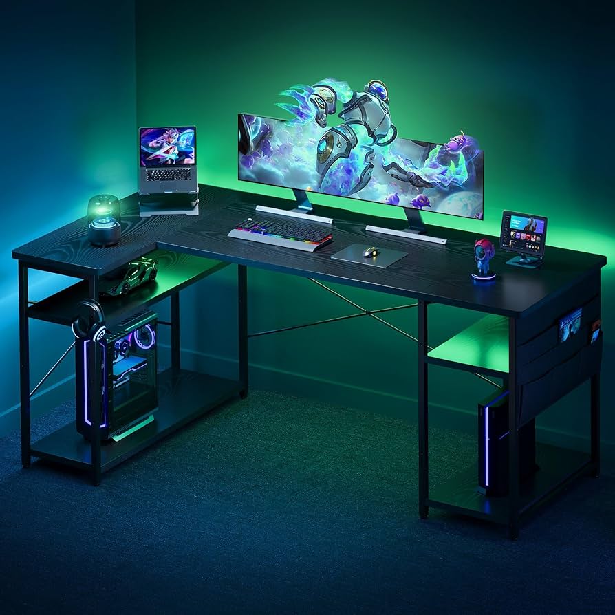 Amazon | YeTom l字デスク ゲーミングデスク デスク 幅150cm pcデスク