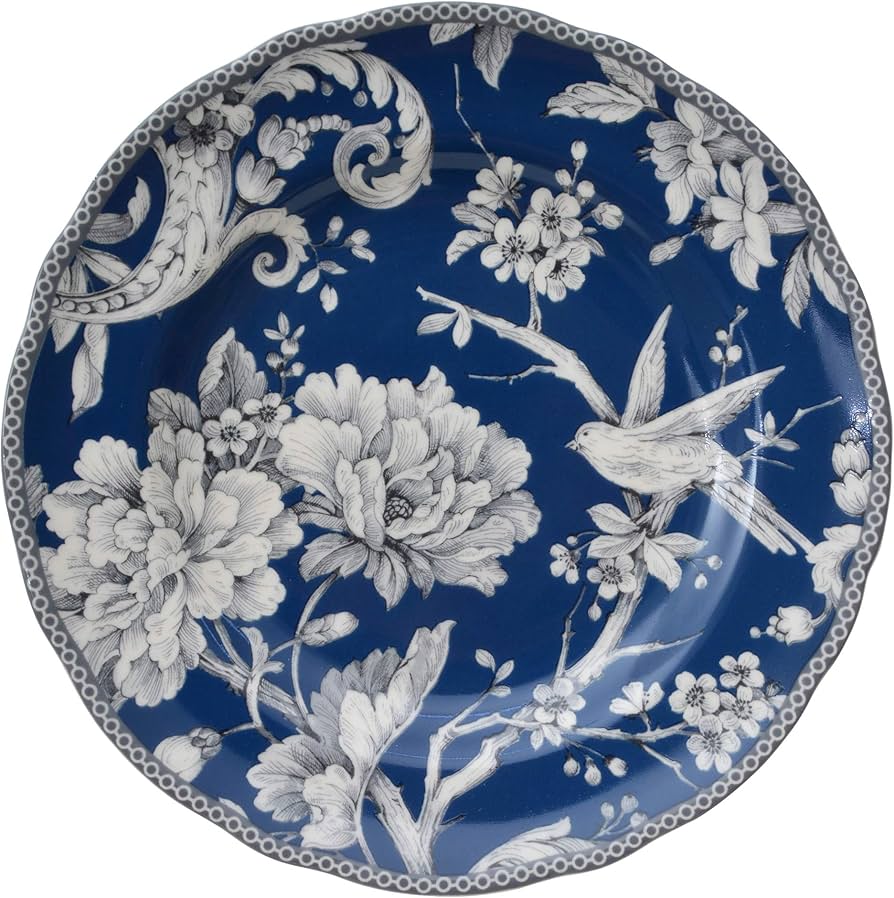 Amazon.com | 222 Fifth Adelaide 16-Piece Dark Blue Porcelain