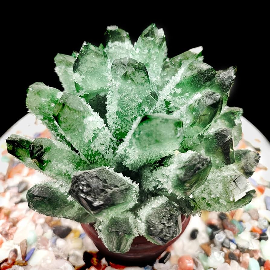 Amazon.co.jp: クリスタル 天然水晶 緑水晶 グリーン 天然石 六角柱