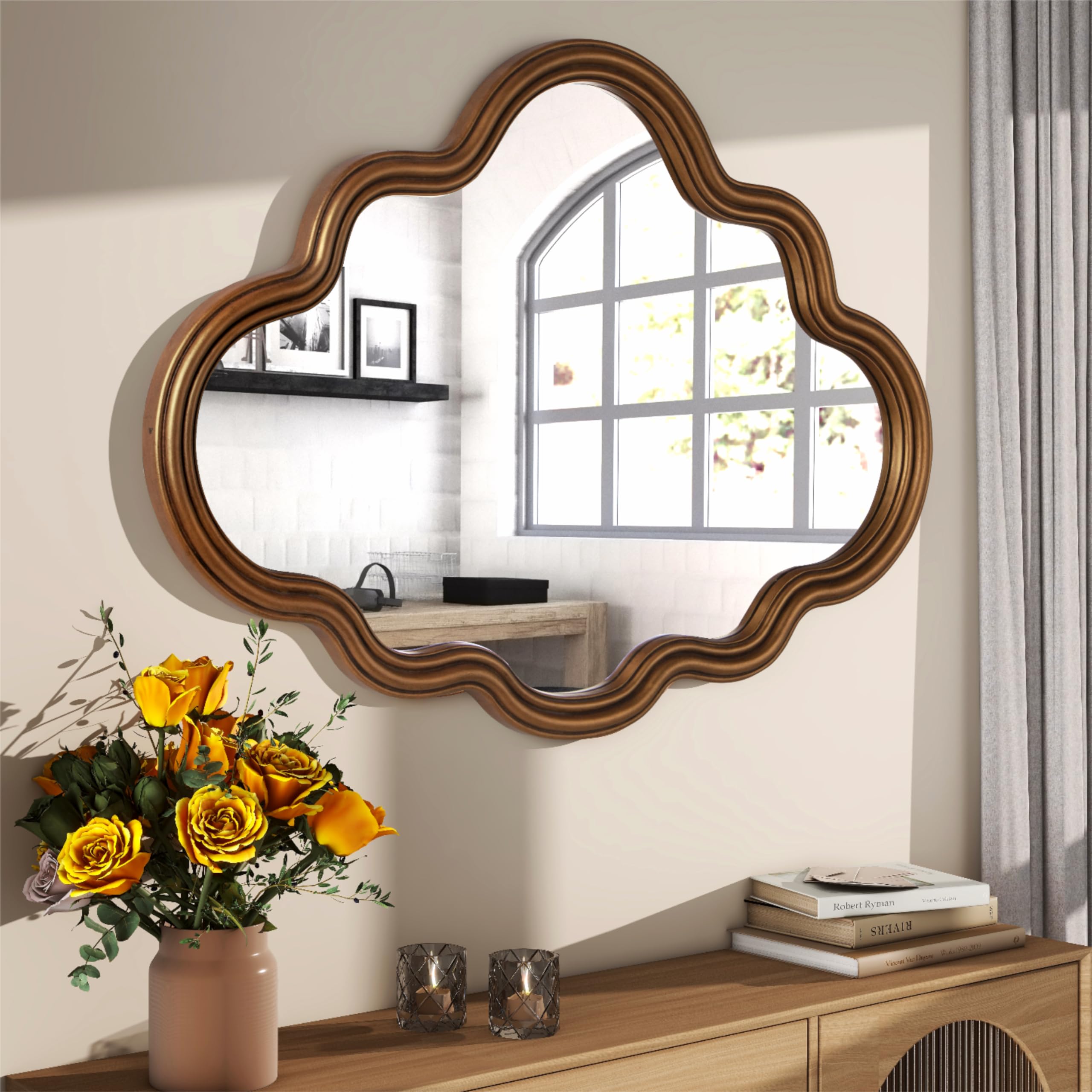 Amazon.co.jp: SHYFOY アンティークウォールミラー 101.6 cmx73.7 cm