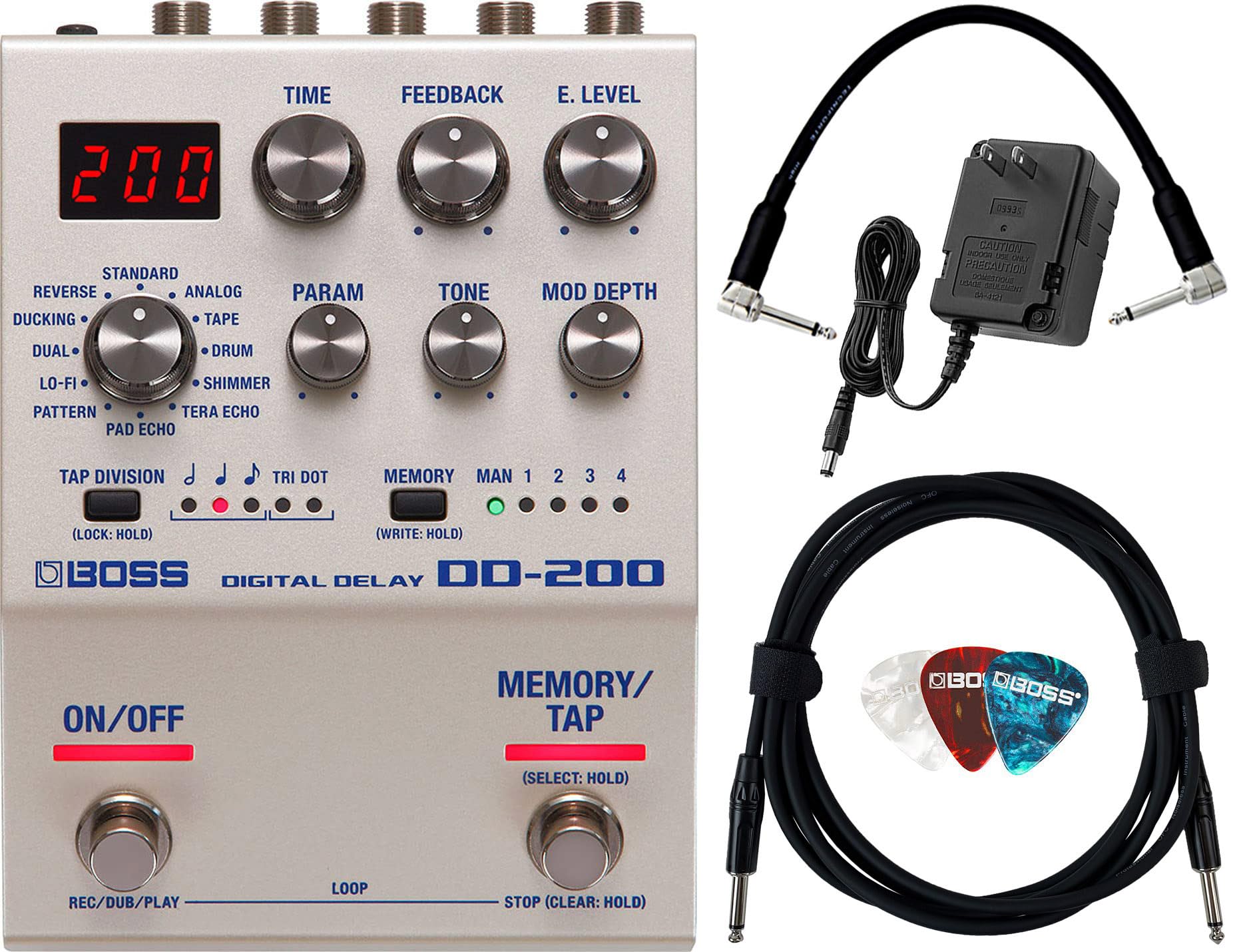 Amazon.com: Boss DD-200 Digital Delay Bundle with Gearlux Power