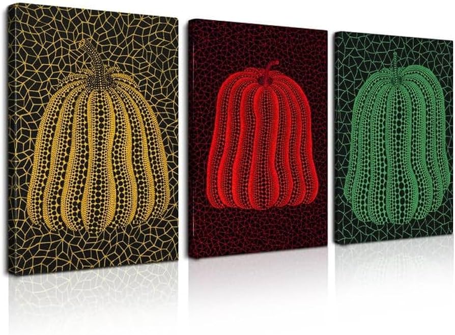 Amazon.co.jp: 草間彌生 アートパネル 3枚セット飾り絵 ポスター抽象