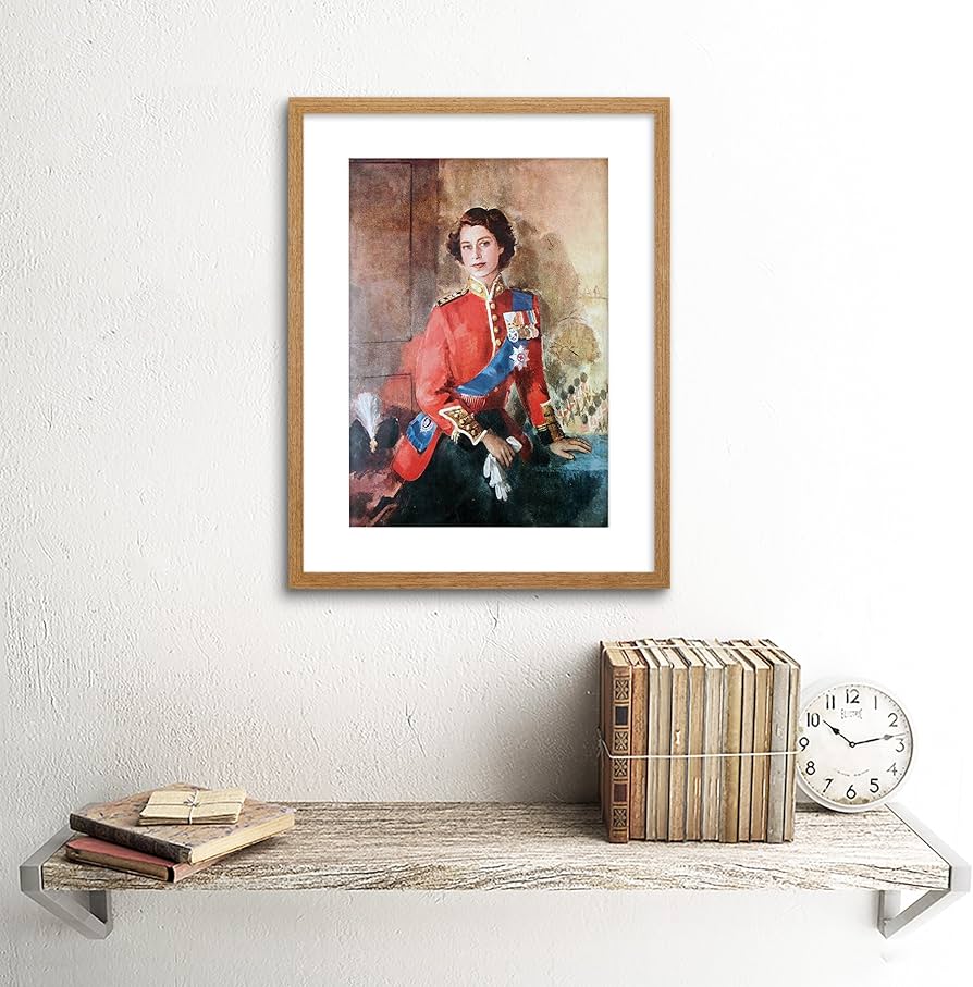 Amazon.co.jp: 肖像画 英国エリザベス女王2世 黒いフレームに入った