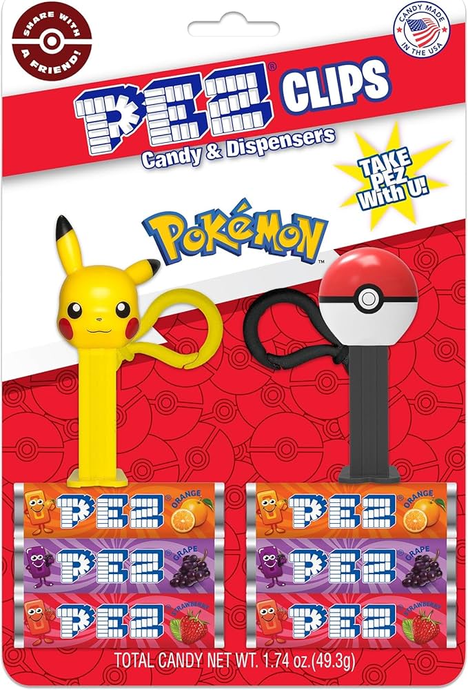 Amazon.com : Pokemon PEZ Clips (Two mini PEZ Dispensers on