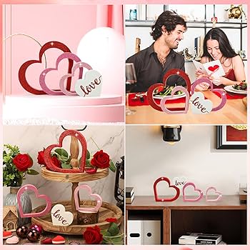 Amazon.com: COCHIE Wooden Hearts Valentine's Day Decorations