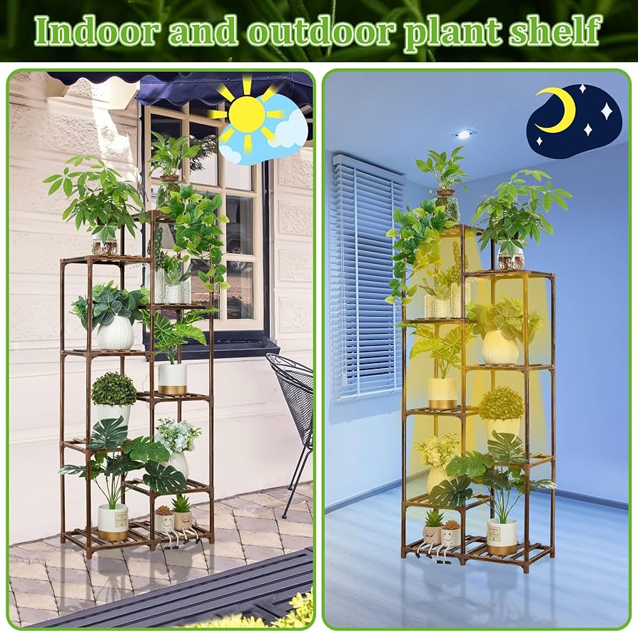 Amazon.co.jp: Dreyoo 8段植物スタンド グローライト付き 高さ62インチ