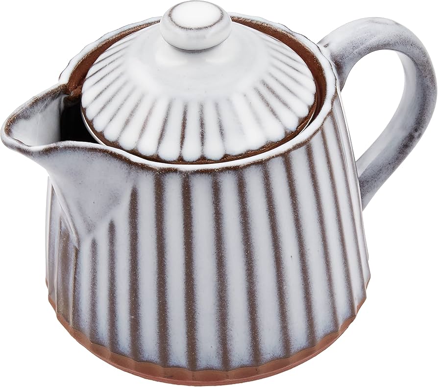 Amazon｜たんさい 丹波焼 白丹波しのぎポット(カゴ網付)｜ティーポット