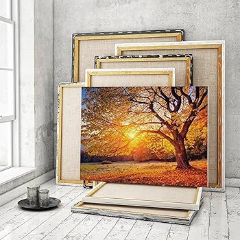 風景画 油彩画 金色フレーム 約40cm x 50cmアクリル