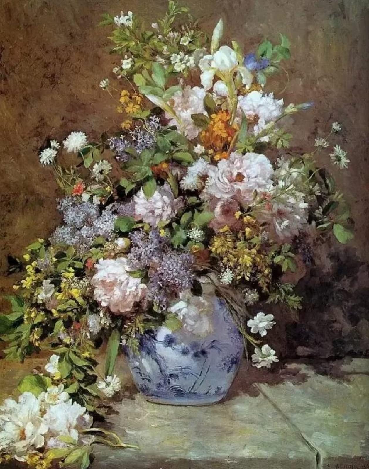 Amazon | DIY5Dダイヤモンド絵画ピエールオーギュストルノワール花瓶花