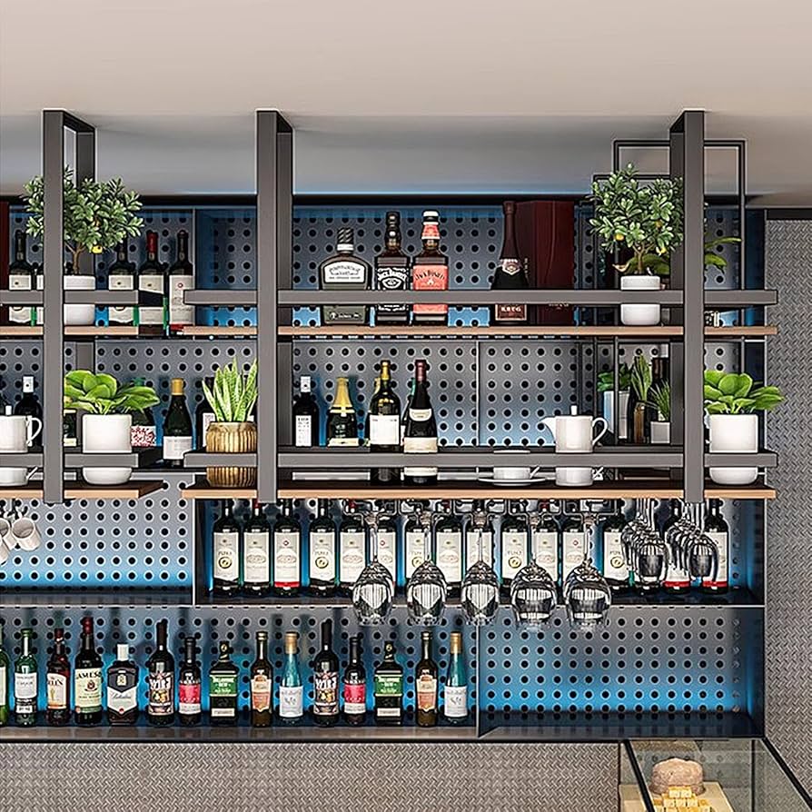 Amazon｜天井ワイングラスラック - グラスホルダーと棚付き吊り下げ