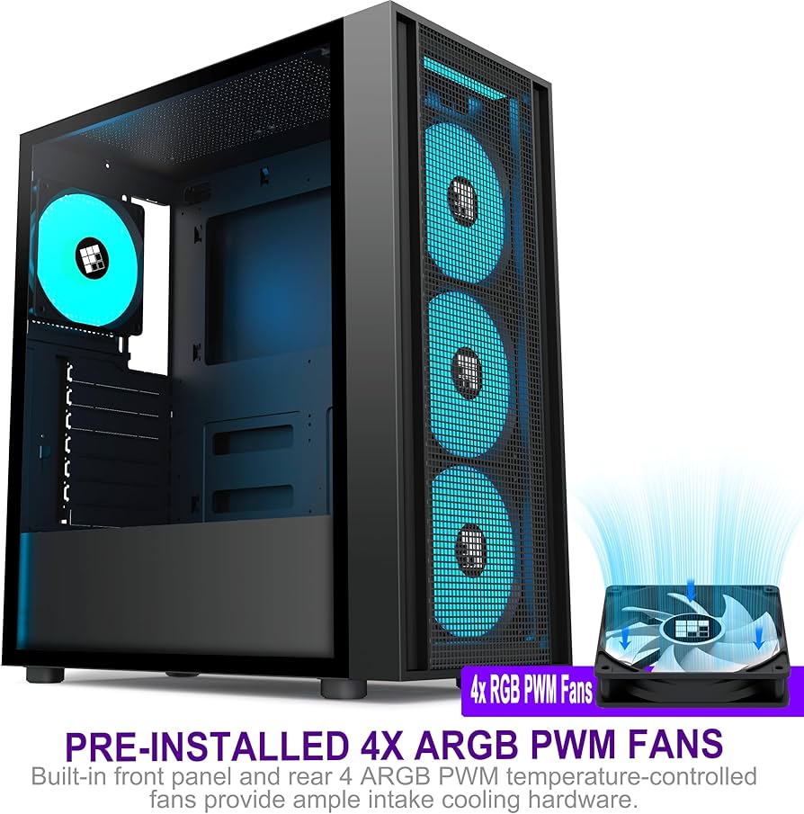 Amazon.co.jp: FOIFKIN K11 PCケース - PWM ARGBファン4個搭載、ATX