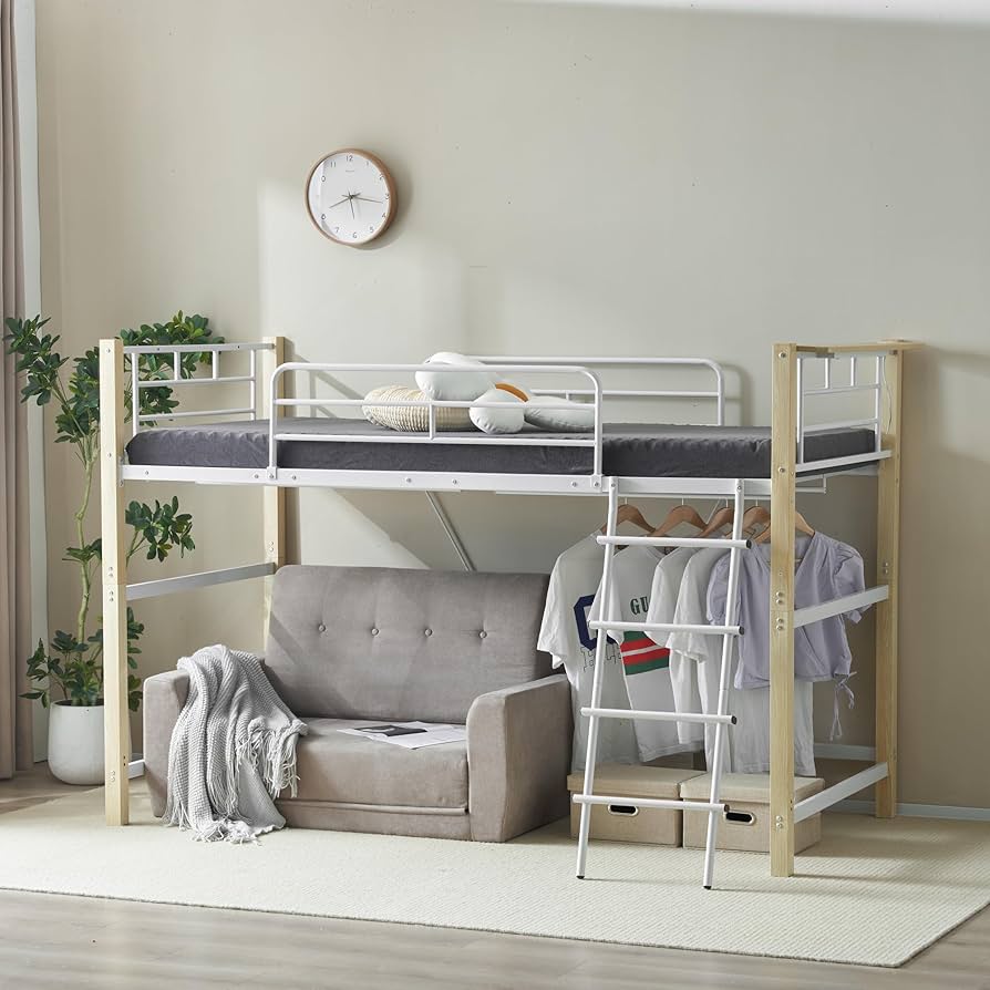 Amazon｜ロフトベッド パイプベッド シングル 耐荷重150kg 高さ140cm