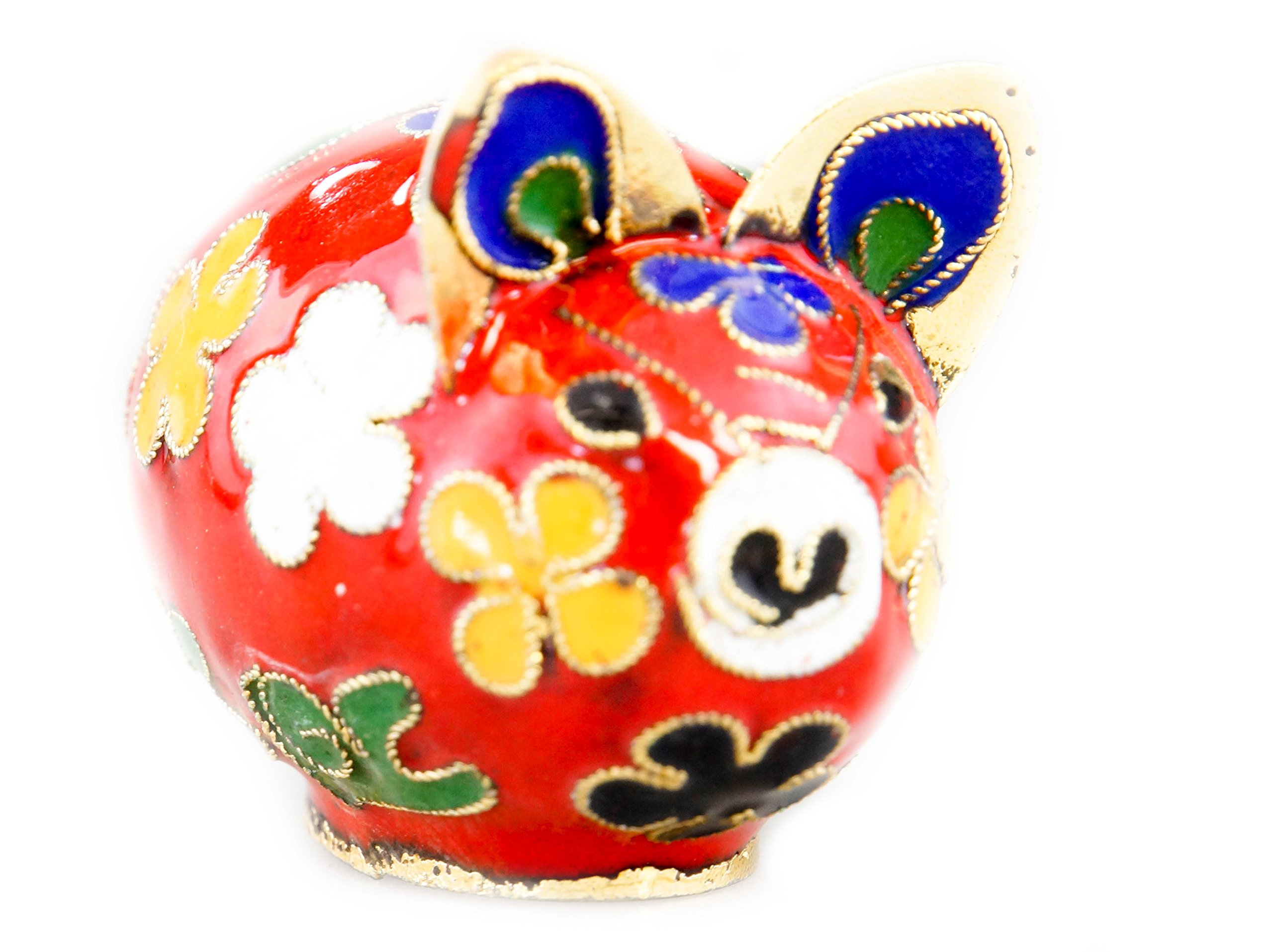 Amazon.co.jp: 七宝焼 （景泰藍） 赤豚 置物 「幸福」 ZK-070-2