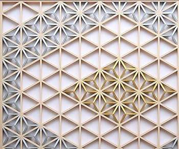 Amazon.co.jp: くみこスタジオ 和風アートパネル 組子色彩葉 金銀