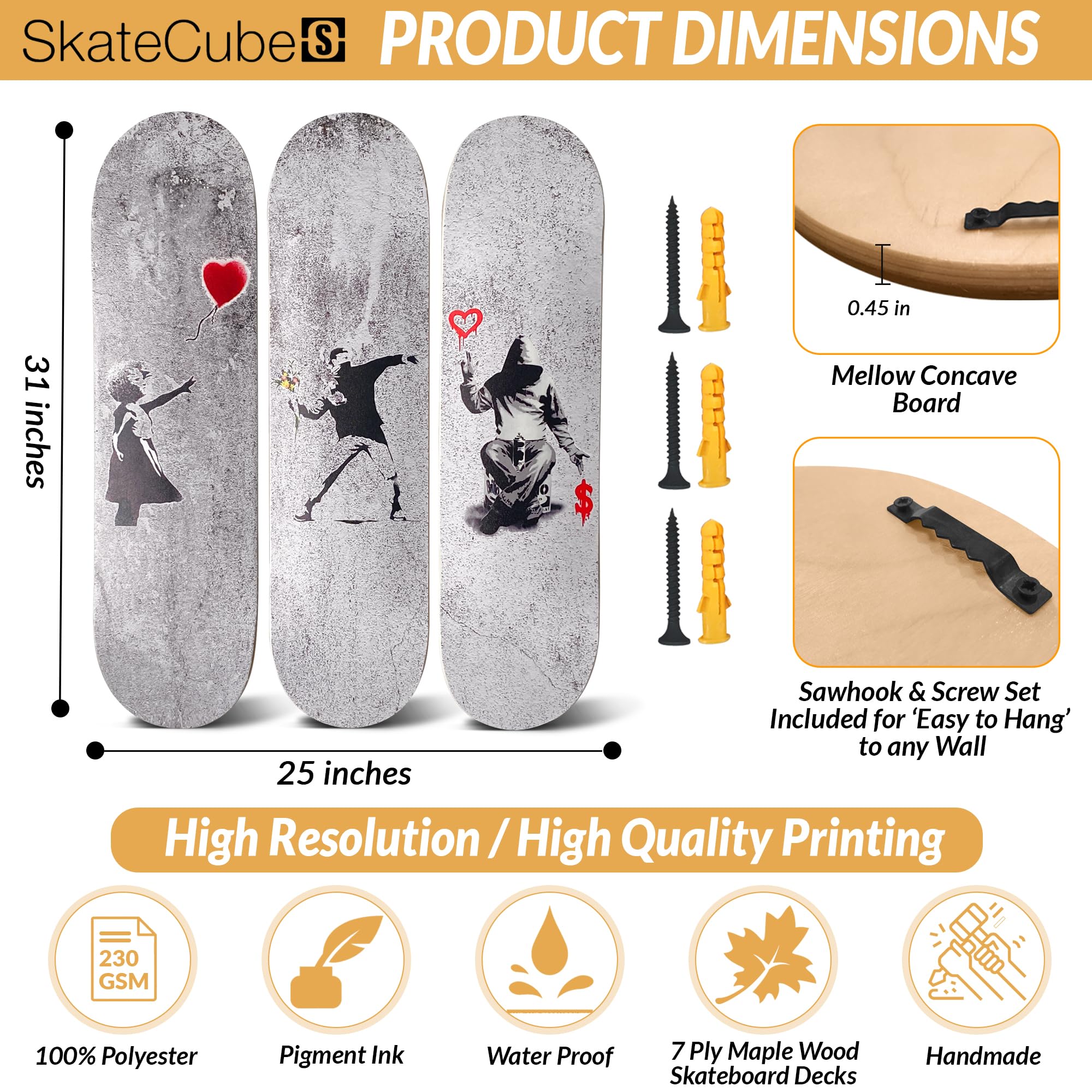 Amazon.co.jp: (バンクシー) Banksy スケートボードキャンバスウォール