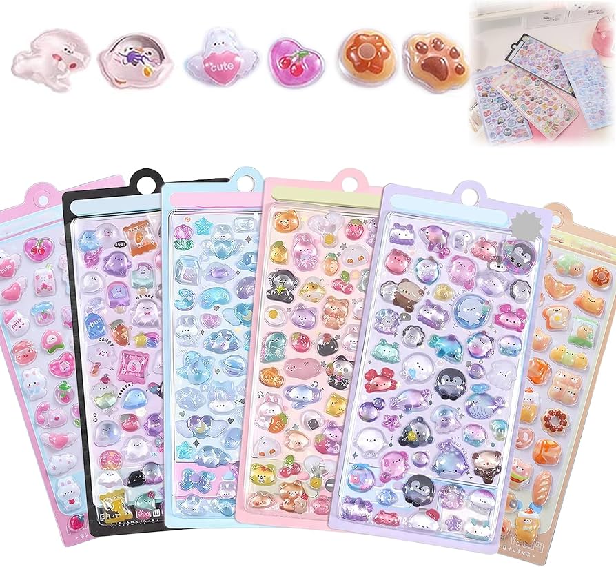 Amazon | シール 可愛い 立体 【2025新型- 6枚セット】3D キャラクター