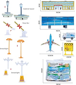 Amazon.co.jp: 国際空港組み立ておもちゃ 飛行機8台と車両8台 200