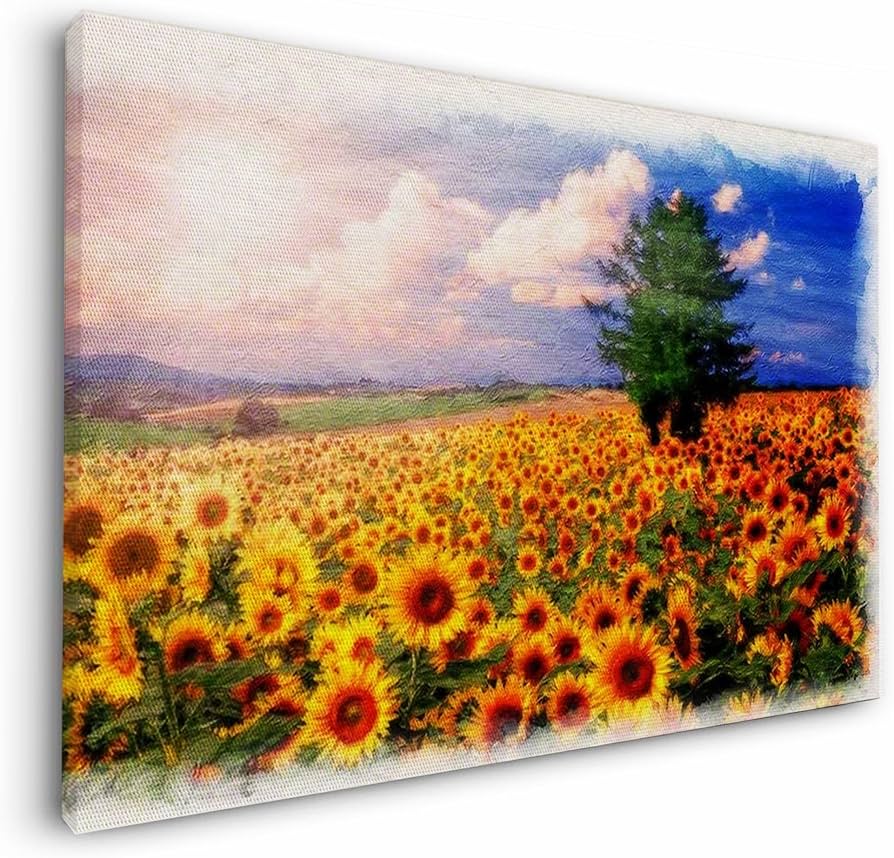 Amazon.co.jp: LUHSICE絵画 インテリア 「太陽とひまわり畑の丘と