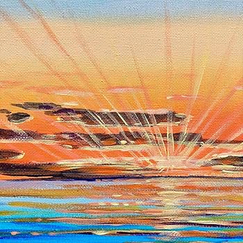 Amazon.co.jp: sunset＊4号キャンバス 絵画 原画 風景画 海 空 朝日