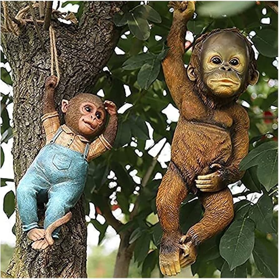 Amazon.co.jp: 彫刻 置物・オブジェ 像樹脂ジャングル猿ぶら下げ動物像