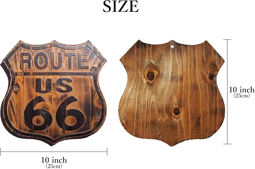 Amazon | ビンテージ木製看板 ルート66アメリカンウッドサインボード