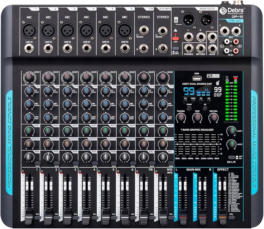 Amazon.com: D Debra Audio Mixer 10 Channel, DP-10 Professional