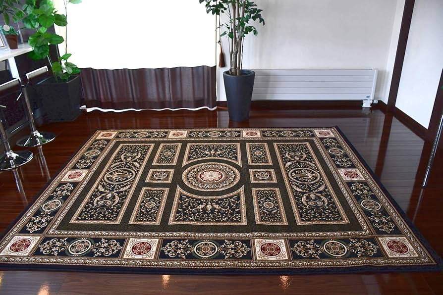 Amazon | ベルギー 絨毯 ラグ 黒 おしゃれ カーペット ウィルトンラグ