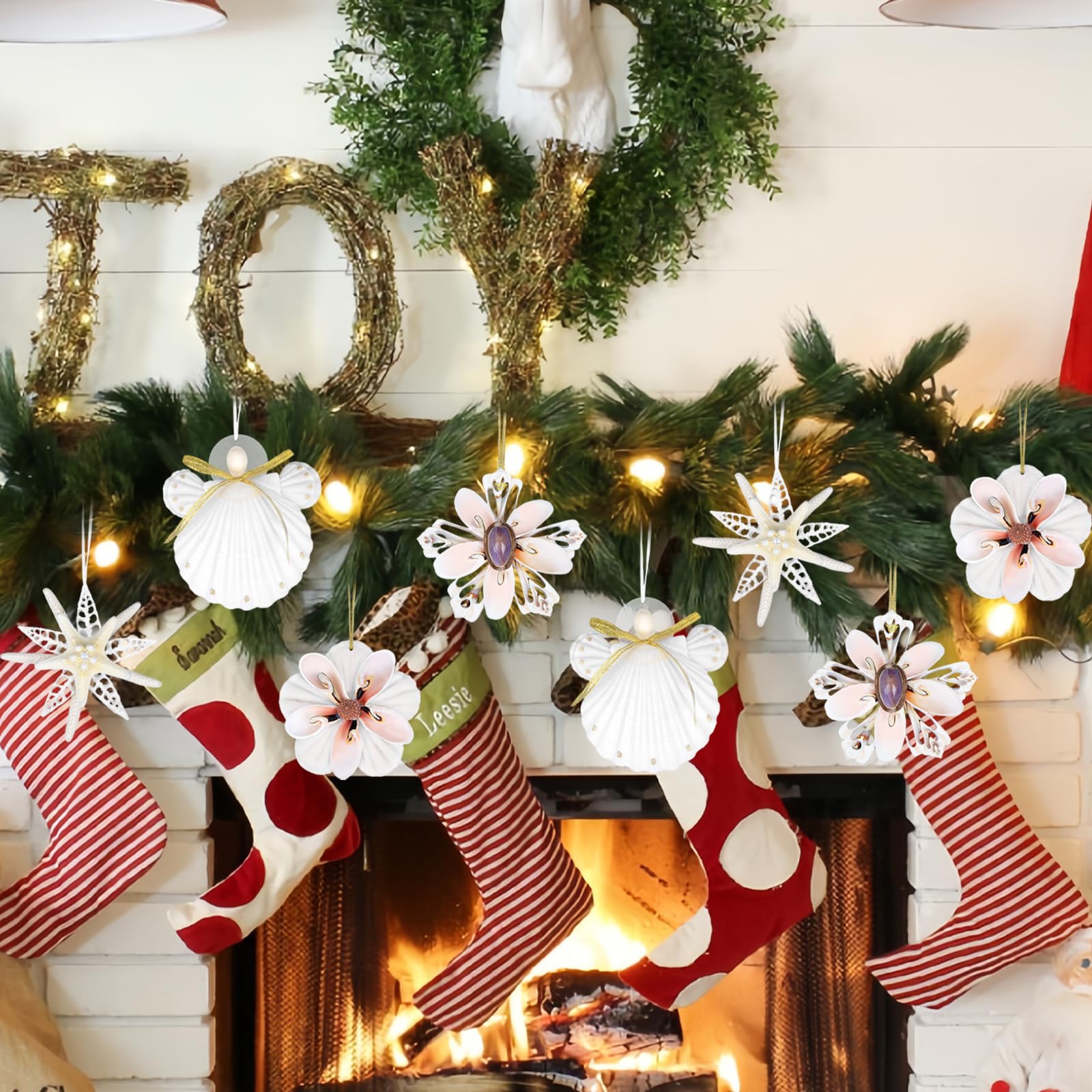 Amazon.co.jp: 貝殻の天使のオーナメント - 4個 ハンドメイド天然貝